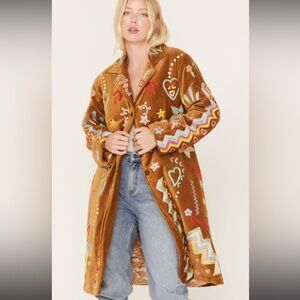 Talisman Woodstock Embroidered Corduroy Coat SZ M NEW